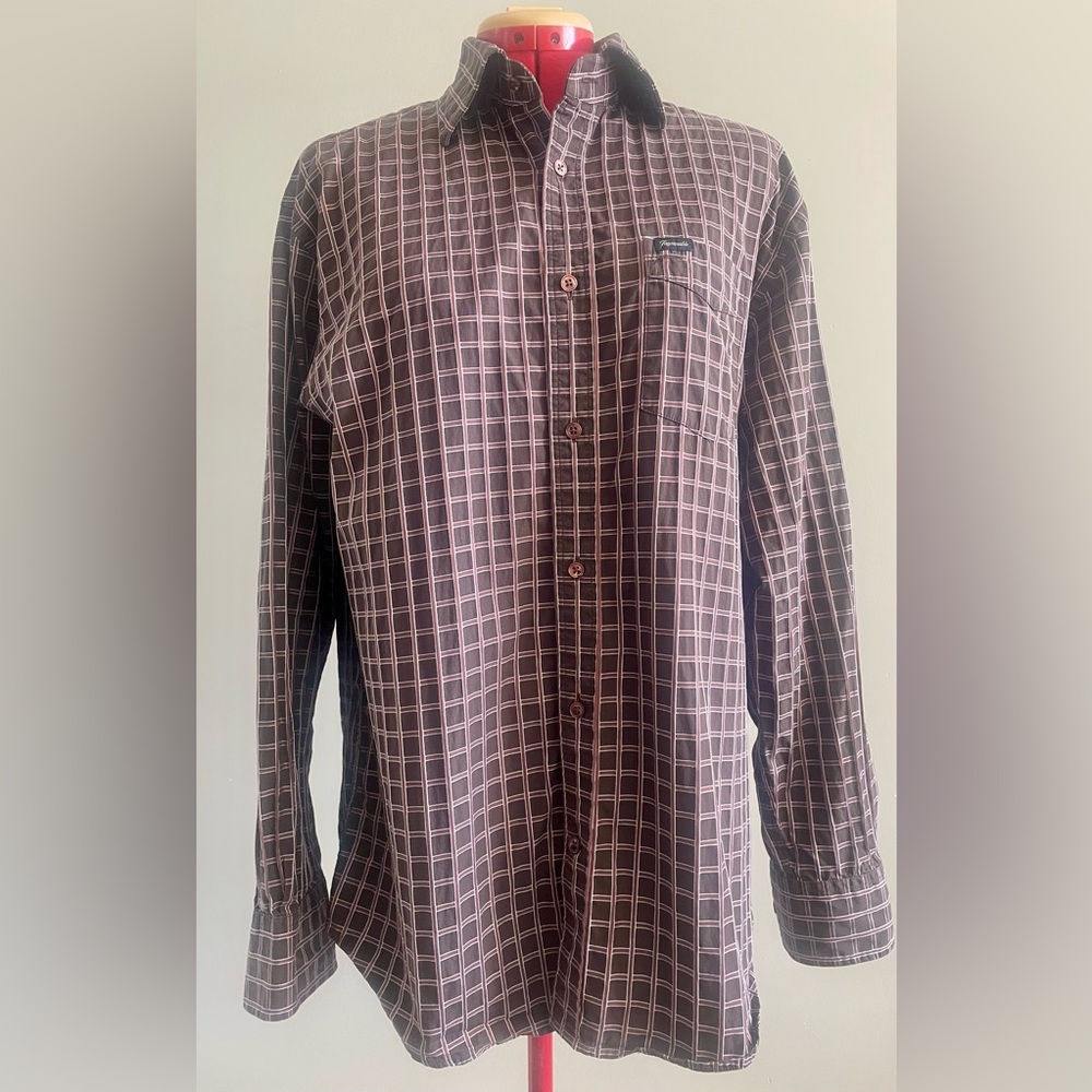 Faconnable %100 cotton Brown button down shirt Sz. Medium